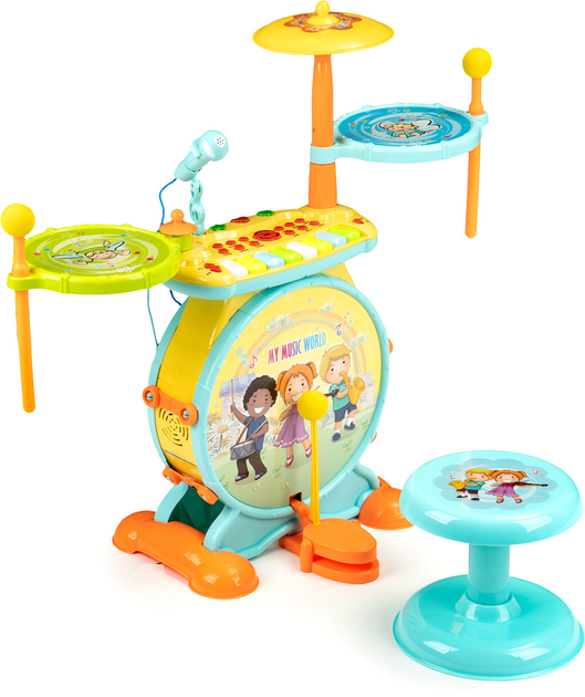 Барабан для дітей EcoToys синтезатор 2в1 мікрофон караоке mp3 LED (5903769970162) - зображення 3
