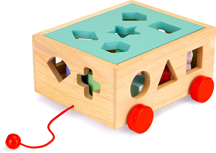 Drewniany wózek sorter EcoToys z klockami - kostka edukacyjna dla dzieci (5903089067894) - obraz 4