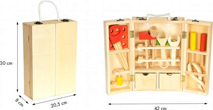 Дерев'яні інструменти в ящику для дітей EcoToys майстерня набір XXL (5903769970490) - зображення 5