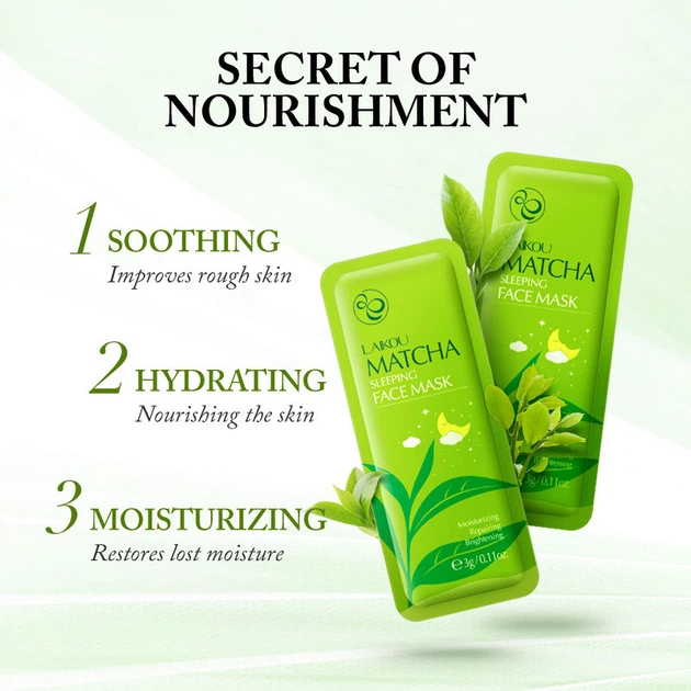 Ночная маска для лица с экстрактом зеленого чая Laikou Matcha Sleeping Face Mask 3г - Фото 7 Ночная маска для лица с экстрактом зеленого чая Laikou Matcha Sleeping Face Mask 3г - изображение 7