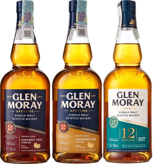 Набор виски Glen Moray Cabernet Cask Finish 0.7 л 40% Glen Moray Chardonnay Cask Finish 0.7 л 40% Glen Moray 12 YO 0.7 л 40% (1021000286149) 