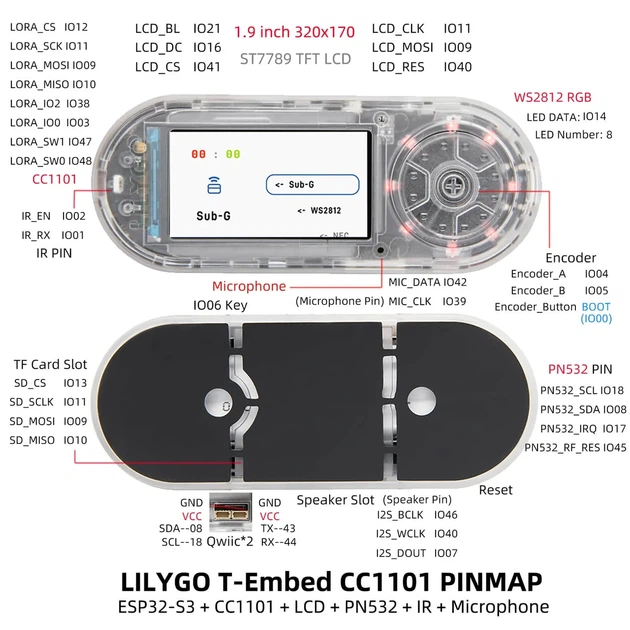Плата розробника Lilygo T-Embed CC1101, BLACK - Фото 3 Плата розробника Lilygo T-Embed CC1101, BLACK - зображення 3