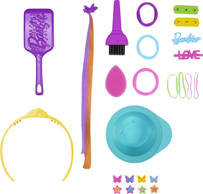 Głowa do stylizacji Barbie Neonowa tęcza Czarne włosy HMD81 (0194735125197) - obraz 6
