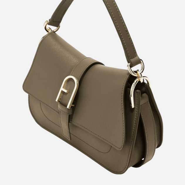 Torebka bagietka damska skórzana Furla Flow Mini WB01032BX20452810S1007 Zielona (800070319107) - obraz 4