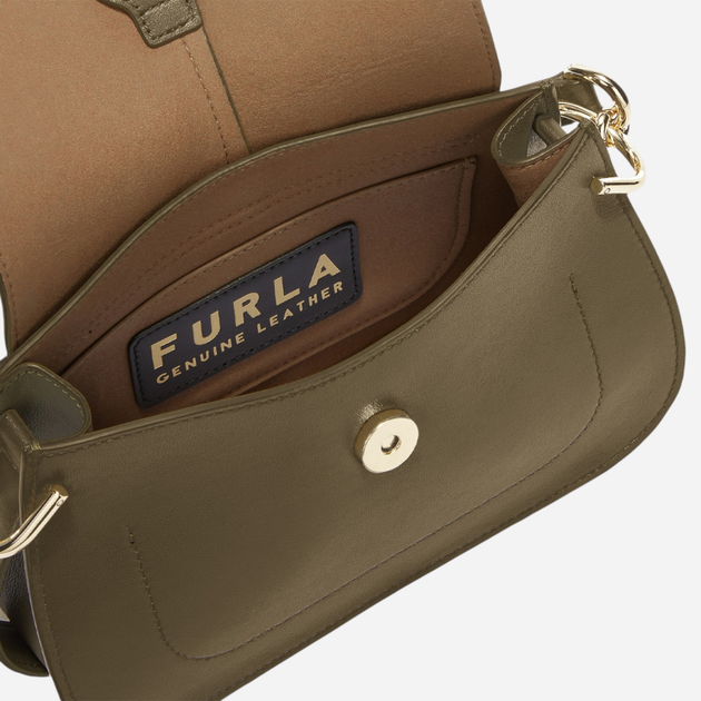 Torebka bagietka damska skórzana Furla Flow Mini WB01032BX20452810S1007 Zielona (800070319107) - obraz 5