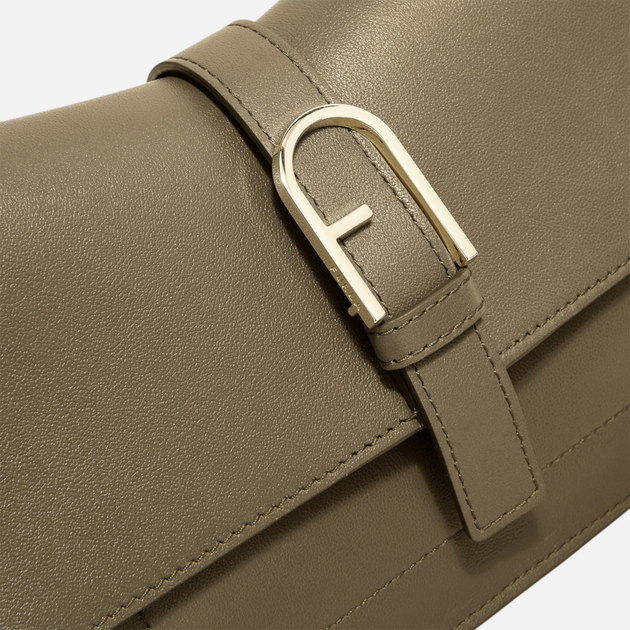 Torebka bagietka damska skórzana Furla Flow Mini WB01032BX20452810S1007 Zielona (800070319107) - obraz 6