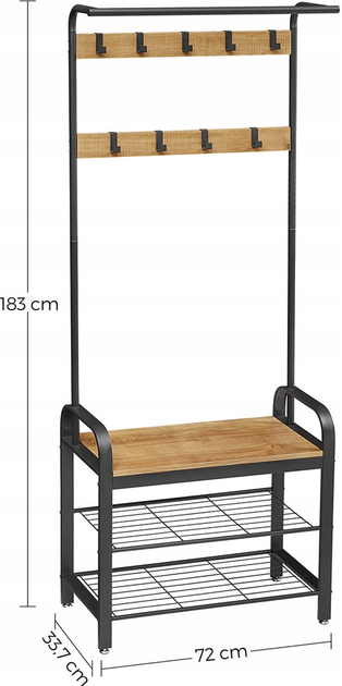 Wieszak na ubrania Leobert drewniany loft (5903332064243) - obraz 3