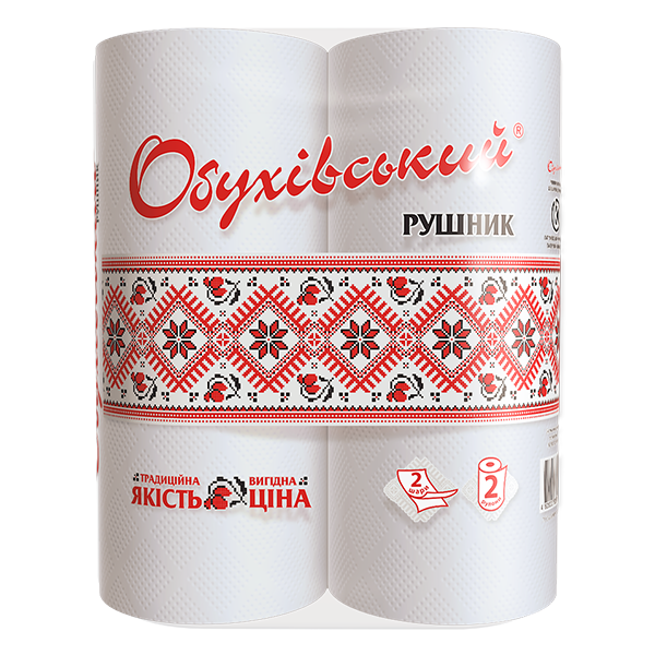 Рушники паперові Обухів двохшаровий білий 2 шт (4820003833797) - Фото 1 Рушники паперові Обухів двохшаровий білий 2 шт (4820003833797) - изображение 1