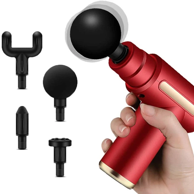 Перкусійний масажер Fascial Gun JMQ-01 для масажу тіла та м'язів ручний м'язовий ударний вібраційний Червоний - зображення 2