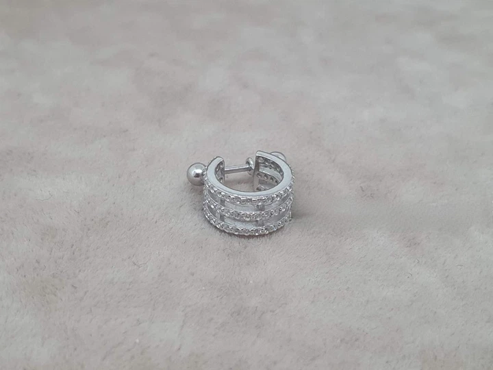 Серебряная серьга кольцо для пирсинга хеликса со штангой. 40081ШТ - изображение 4