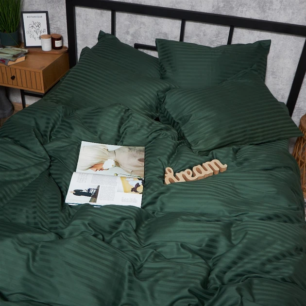 Комплект постельного белья Moon&Star Евро 200х220 наволочки 2х50х70 Satin Stripe Mystic Green (MS-820008621) - изображение 7