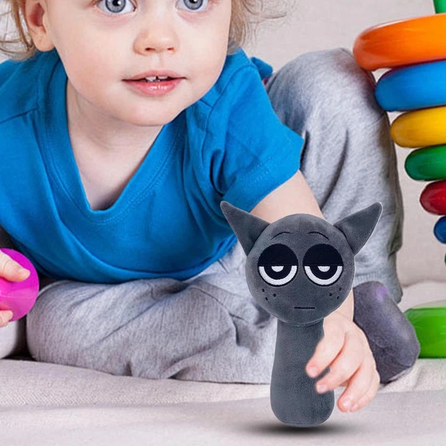 Детская мягкая игрушка котик Грей с петелькой Gray Incredibox Sprunki персонаж из игры Спрунки для детей, 20х10 см, серый (99320896) - изображение 2