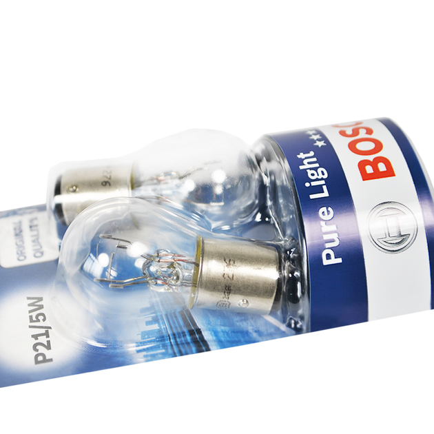 Лампа розжарювання Bosch Pure Light P21/5W 12V 21/5W BAY15d (комплект 2 шт.) блістер 1987301016 - изображение 2