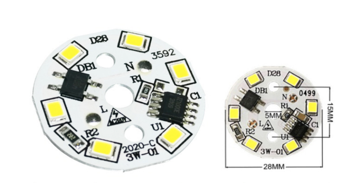 Светодиодный LED-модуль 3Вт, 28мм AC220В плата для ремонта ламп 3Вт, холодный белый - изображение 3
