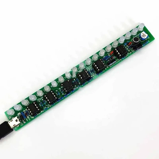 Светодиодный индикатор уровня громкости с микрофоном micro USB 5–12В свет от середины к краям DIY kit - изображение 4