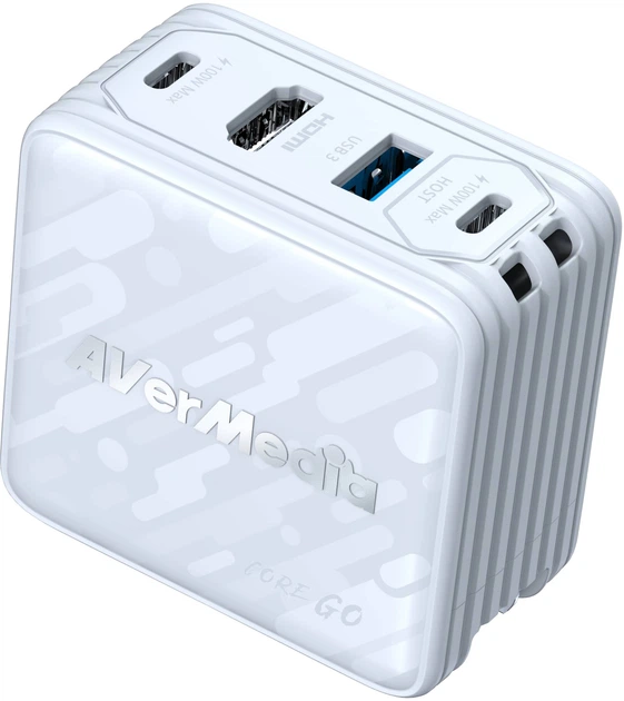 Ładowarka sieciowa AverMedia GC313 Core Go 2xUSB-C USB-A HDMI PD3.0 100 W + kabel 2 m Biała (40AAGC313AWP) - obraz 3