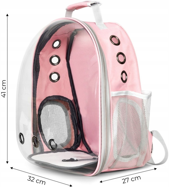 Рюкзак-переноска для котів та собак Petsi з віконцем Pink (ME04-02 PINK) - зображення 4