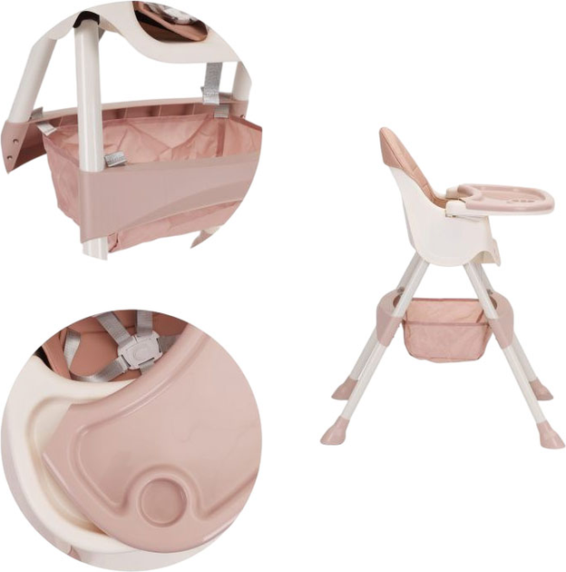 Krzesełko do karmienia EcoToys 2w1 różowy (5903089067269) - obraz 4