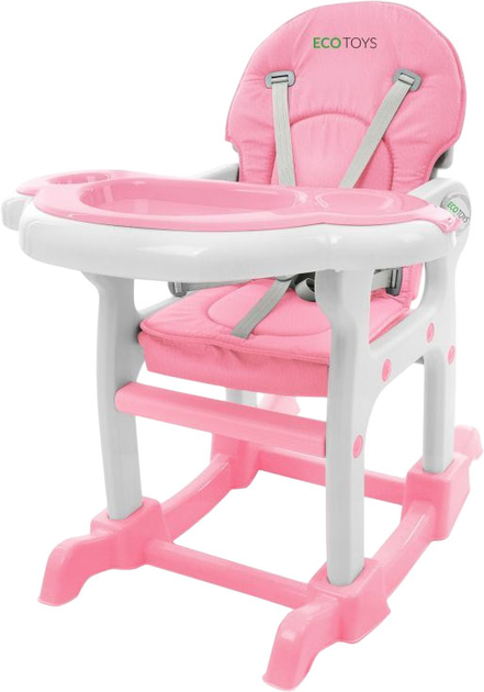 Krzesełko do karmienia EcoToys 3w1 biało-różowy (5903089067597) - obraz 5