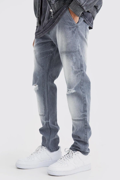 Джинси Boohoo Slim Rigid Carpenter Ripped Сірий 32R BMM71398 - Фото 1 Джинси Boohoo Slim Rigid Carpenter Ripped Сірий 32R BMM71398 - изображение 1