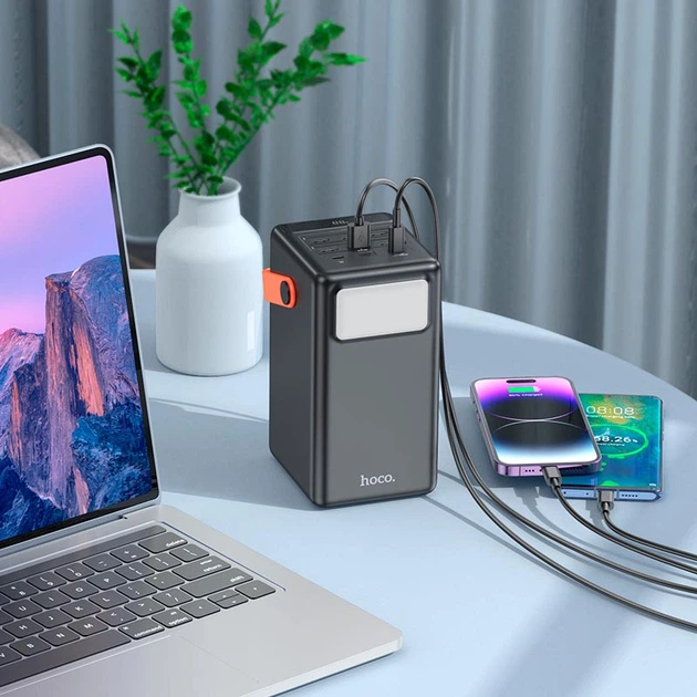Універсальна мобільна батарея Hoco Surpass 100000 мА·год 22.5 Вт 6 USB + 2 Type-C PD/QC Чорна (J142) - зображення 8