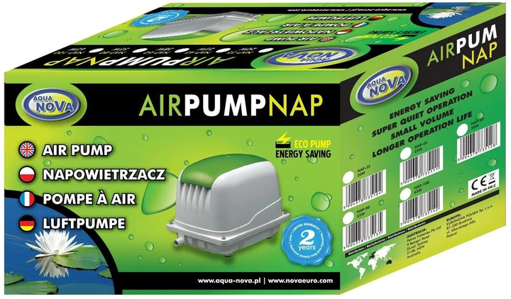 Компрессор мембранный AquaNova NAP-100 65W 100 л/м 220V аэратор для пруда УЗВ септика - изображение 4