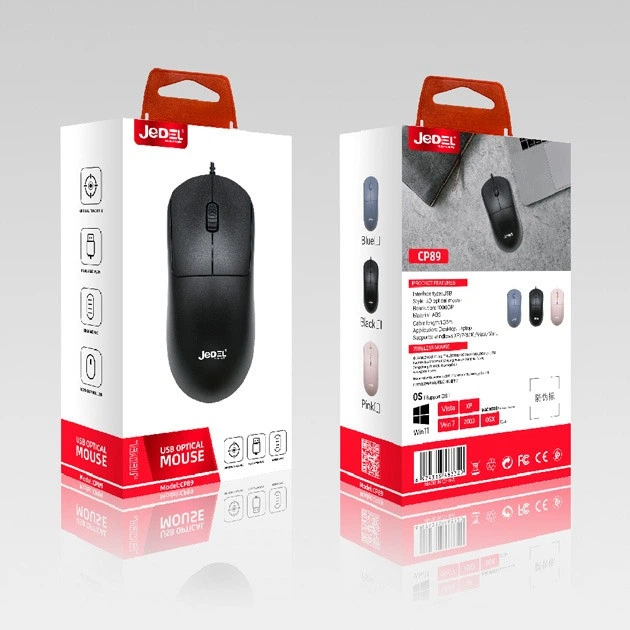 Проводная мышь Jedel CP89 USB 1000 DPI для ПК и ноутбуков, длина 1.35 м - изображение 2