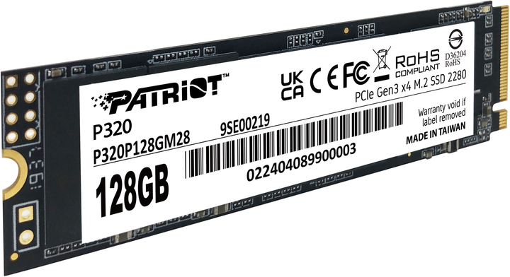 SSD диск Patriot P320 128GB M.2 2280 PCIe Gen 3.0 x4 NVMe TLC (P320P128GM28) - зображення 2