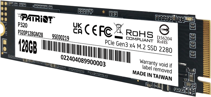 Dysk SSD Patriot P320 128GB M.2 2280 PCIe Gen 3.0 x4 NVMe TLC (P320P128GM28) - obraz 3