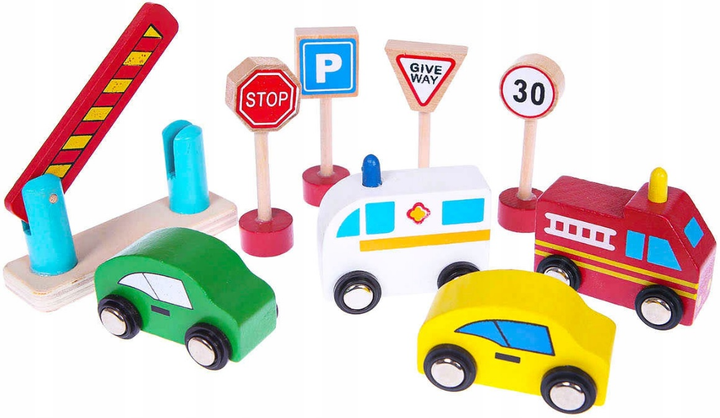 Дерев'яний ігровий набір EcoToys Гараж з ліфтом + машинки (5905817004249) - зображення 6
