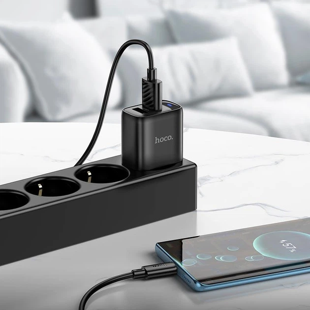 Адаптер мережний HOCO Type-C Cable Cable Smart dual-port charger C141A | 2USB. 2.1A/10.5W | 4958533 - зображення 2