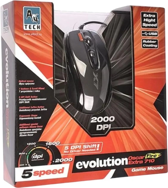 Mysz A4Tech XGame Opto Oscar X710 USB Czarna (A4TMYS27923) - obraz 3