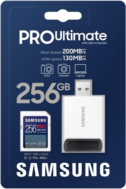 Karta pamięci Samsung Pro Ultimate SDXC 256GB UHS-I U3 V30 + czytnik (MB-SY256SB/WW) - obraz 3