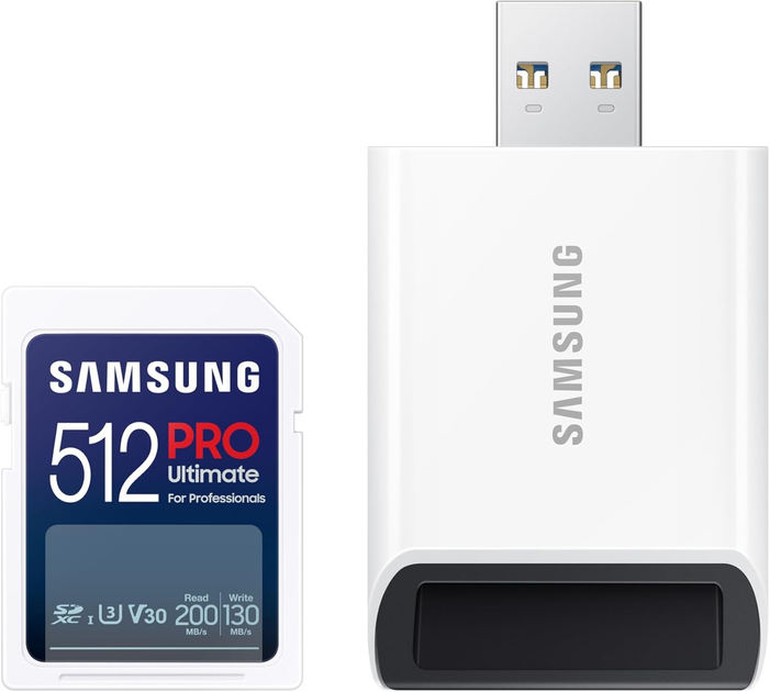 Карта пам'яті Samsung Pro Ultimate SDXC 512GB UHS-I U3 V30 + зчитувач (MB-SY512SB/WW) - зображення 1