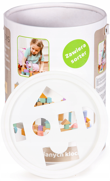 Дерев'яний конструктор EcoToys відерко + сортер 100 елементів (6942397325059) - зображення 4