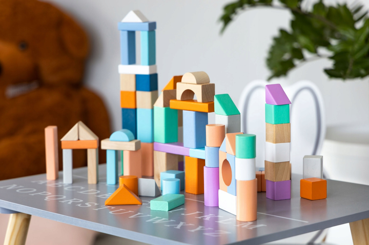 Дерев'яний конструктор EcoToys відерко + сортер 100 елементів (6942397325059) - зображення 9