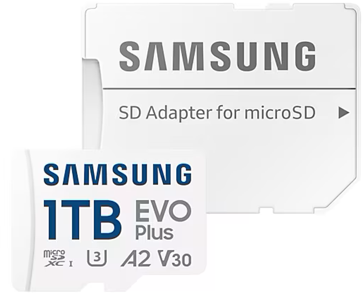 Карта памяти Samsung Evo Plus microSDXC 1TB UHS-I U3 V30 A2 + SD адаптер (MB-MC1T0SA/EU) - изображение 4