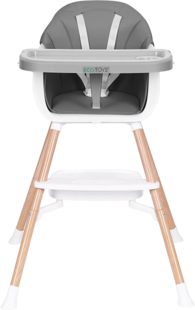 Krzesełko do karmienia EcoToys 2w1 Szary (5905817004584) - obraz 3
