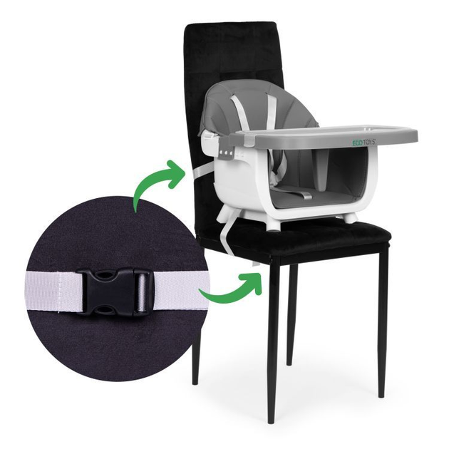 Krzesełko do karmienia EcoToys 2w1 Szary (5905817004584) - obraz 7