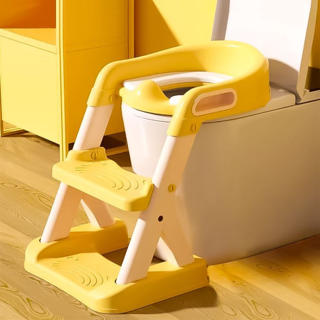 Nakładka na toaletę ze schodkami EcoToys biało-żółta (5903769978991) - obraz 9