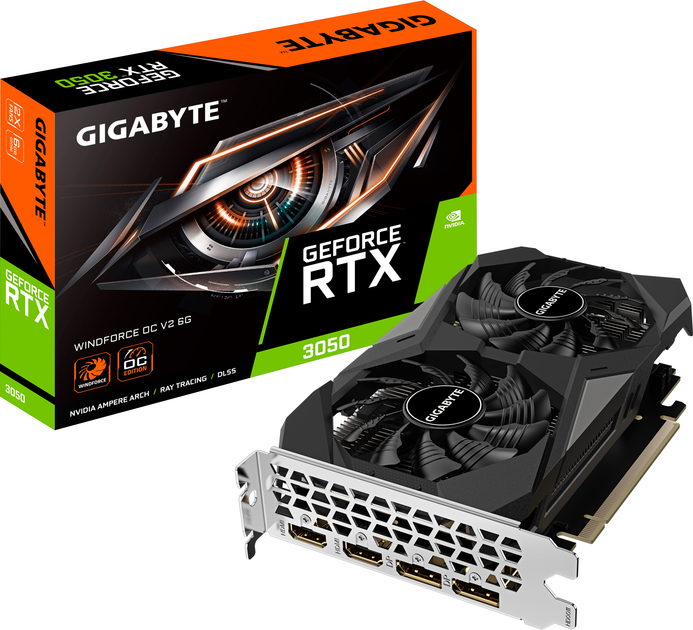 Відеокарта Gigabyte PCI-Ex GeForce RTX 3050 Windforce OC V2 6G 6GB GDDR6 (96bit) (1477/14000) (2 x HDMI, 2 x DisplayPort) (GV-N3050WF2OCV2-6GD) - зображення 7