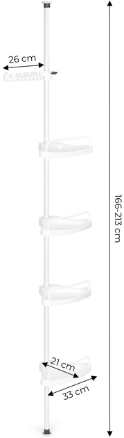 Regał do łazienki ModernHome by Multistore teleskopowy z 4 półkami biały (PJJBR1006-04) - obraz 6