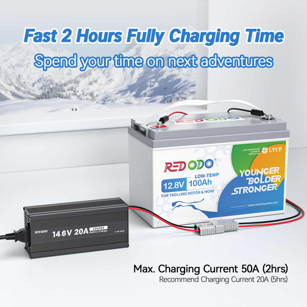 Аккумулятор Redodo 12V 100Ah (1280Wh) Low-Temp батарея LiFePO4 c защитой от низких температур, 4000+ циклов - Фото 5 Аккумулятор Redodo 12V 100Ah (1280Wh) Low-Temp батарея LiFePO4 c защитой от низких температур, 4000+ циклов - изображение 5