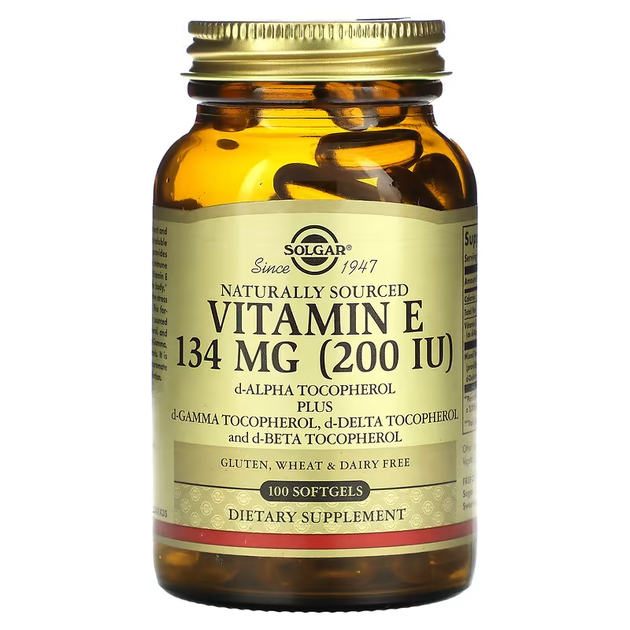 Фото - Вітаміни й мінерали SOLGAR Вітамін E природного походження Vitamin E 134 мг  - 100 софтгель 033984035010 (200 МО)
