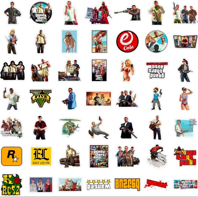 Набор виниловых наклеек ГТА 5 стикерпак GTA V стикеры 25 шт - Фото 4 Набор виниловых наклеек ГТА 5 стикерпак GTA V стикеры 25 шт - изображение 4
