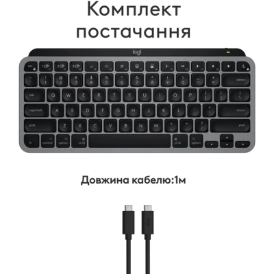 Клавіатура бездротова Logitech MX Keys Mini for Mac Minimalist Wireless Illuminated Space Gray (920-012652) - изображение 4