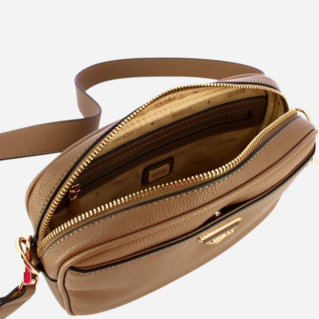 Сумка крос-боді через плече жіноча маленька Guess Meridian HWBG8778140-GRN Світло-коричнева (800070307587) - зображення 4