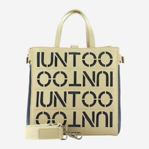Torba shopper damska IUNTOO 140003-BEIGE-JEANS Beżowa (800070262512) - obraz 4