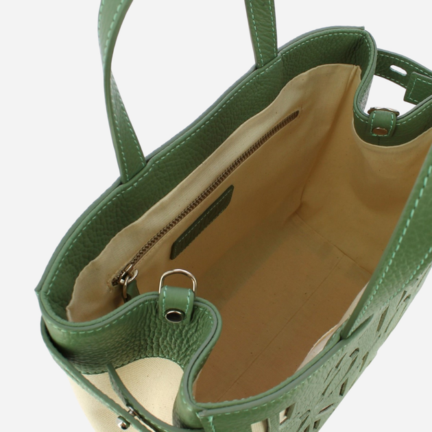 Torba shopper damska IUNTOO 140003-SALVIA-BEIGE Zielona (800070262515) - obraz 5