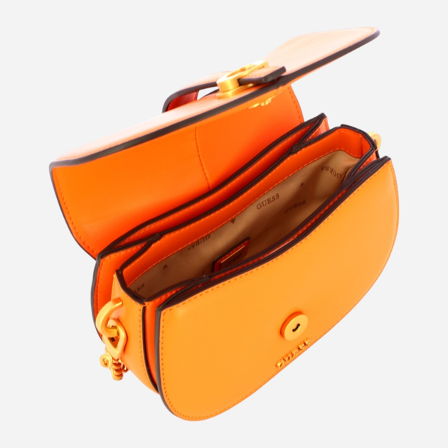 Сумка багет жіноча маленька Guess Kuba HWVA9329780-TNG Помаранчева (800070326074) - зображення 5